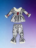 Girls Grey Clown Costume Set for Halloween & Carnival Party