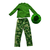 Boys green leprechaun costume set includes blazer, printed vest, clover pants and matching top hat. Classic shamrock & star pattern design. Great for St. Patrick's Day, carnival and holiday themed dress-up activities.