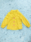 Boys Bright Yellow Blazer-Style Shirt with Pink Heart Buttons