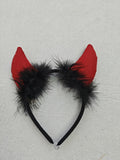 Girls Red Devil Bat Print Halloween Dress Costume Set