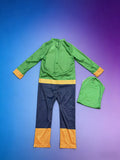 Boys' Simple Printed Jumpsuit Set with stand collar, clear vibrant multi-color prints and soft comfortable fabric. Suitable for Halloween, carnivals and various festival parties.