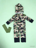 Boys Camo Ninja 3-Piece Set: Jumpsuit + Belt + Headgear Perfect for themed parties and stage performances.
