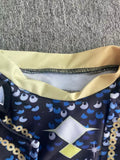 Girls Navy Blue and White Two-Piece Skirt Set with Chain Print