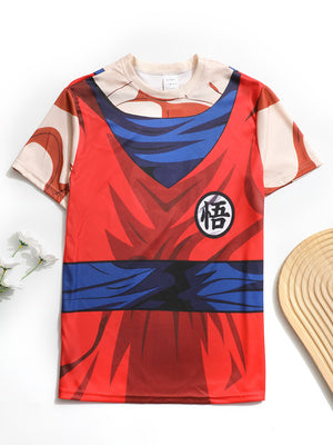 Kids Anime Fighter Printed Short Sleeve T-Shirt