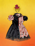 Girls' Holiday Party Performance 2pcs Set: Contrast-color Dress with a Striking Dark Red Headband. Features a Small Stand-up Collar, Irregular Hemline, and Elastic Cuffs for a Stylish Look. Perfect for Halloween, Christmas, Carnival, and Various