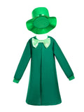 Girls St. Patrick's Day Green Leprechaun Costume Set with Long Sleeve Cloak and Hat