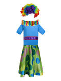 Girls Tutu Clown 4-Piece Costume Set with Wig, Belt and Neck Ruffle