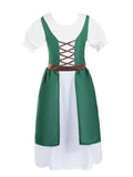 Girls Traditional Alpine Milkmaid 2-Piece Costume Set with Dress and Headscarf