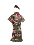 Teen Girls Camo Army Costume Set with Dress and Hat