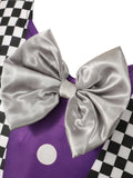 Girls Mad Hatter Striped Dress Costume with Mini Top Hat Headband