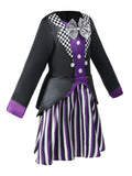 Girls Mad Hatter Striped Dress Costume with Mini Top Hat Headband