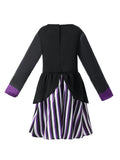 Girls Mad Hatter Striped Dress Costume with Mini Top Hat Headband
