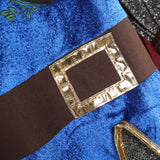 Boys' King Outfit Set: 1 Print Top + 1 Solid Color Pants + 1 Contrast Hooded Cape + 1 Crown + 1 Pair of Arm Guards + 1 Scepter, Boys' Multi-Piece King Outfit Set, Halloween And Various Carnival Attire, Stage Performance Attire