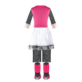 Girls 4Pcs Costume Set: Pink Long Sleeve Top, Skirt, Socks & Boots for Party