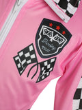 Girls Pink Race Car Driver 2-Piece Checkerboard Costume Set