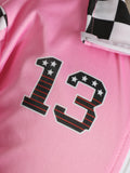 Girls Pink Race Car Driver 2-Piece Checkerboard Costume Set