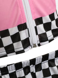 Girls Pink Race Car Driver 2-Piece Checkerboard Costume Set