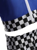 Girls Blue Race Car Driver 2-Piece Checkerboard Costume Set