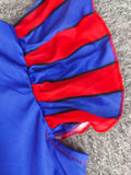 Girls Red & Blue Split Clown Sleeveless Dress Costume
