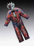 Boys Skeleton Costume Set, Padded Muscle Jumpsuit with Wings & Mask