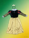 Girls' Evil Queen Costume Set (Includes Headband): 1 mid-length spliced printed dress with 1 matching headband. Perfect girls Evil Queen outfit for Halloween, carnival parties and stage performances.