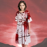 Girls Blood Splatter Print Dress for Halloween & Carnival