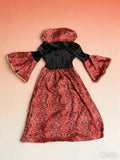 Girls Red and Black Royal Queen Costume Dress with Gold Trim