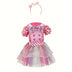 Girls Candy Style Dress Set Heart print dress + candy headband, layered colorful tulle, cute for parties and shows.
