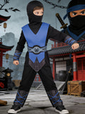 Boys' Ninja Vest 5-Piece Set: Includes black crew neck top, black trousers, belt, vest and matching hat. Sleek texture, suitable for Halloween, various festivals and stage performances.