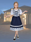 Girls Dark Blue Maid Dress for Halloween & Stage Performance