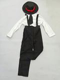 Girls 3PCS Costume Set with Hat, Overalls & White Shirt for Halloween & Masquerade