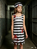 Girls Blood Stripe Prisoner Costume Dress Set
