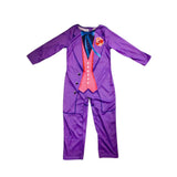 Boys Purple Knight Jumpsuit Fake two-piece digital print, ideal for festival dress-up and performances.