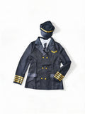 Boys Pilot 3-Piece Set: Top + Coat + Hat Golden prints & fake button design. Ideal for performances and themed parties.