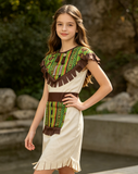 Girls Native American Style Tribal Print Fringed Costume Dress