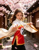 Girls Anime Cosplay Top with Yin-Yang Symbol