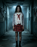 Kids Zombie School Girl Halloween Costume Set