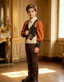 Boys Vintage 3-Piece Formal Suit with Printed Vest