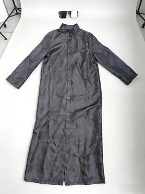 Boys' Costume: 1 elegant long black shirt for gentleman look plus 1 pair of black glasses. Perfect dress-up outfit for Halloween, all carnivals and stage performances.