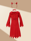 Girls Red Devil Dress Set with Belt & Horn Headband for Halloween