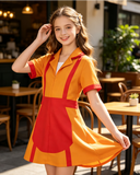 Girls Orange & Red Cartoon Themed Cosplay Dress