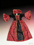Girls Red and Black Royal Queen Costume Dress with Gold Trim