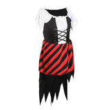 Girls Pirate Costume Set with Irregular Cut Dress & Pirate Hat