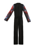 Boys' Deluxe Performance Set: 1 Boys' Deluxe Chest Muscle Print Bodysuit + 1 Printed Wings + 1 Mask, Realistic Skeleton Print Design, Costume for Halloween Carnival and Various Holiday Party Performances