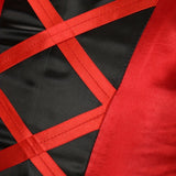 1pc Red & Gothic Party Dress with Horned Headband - Sleeveless V-Neck Asymmetrical Skirt, Non-Stretchy Fabric, Perfect for Halloween, Christmas, and Themed Events, Halloween, Christmas Outfit, Polka Dot Pattern, Accessory