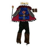Boys Multi-piece King Costume Set with Cape & Crown for Halloween & Carnival