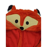 Girls fox animal costume dress with built-in fox hood. Fluffy chest decoration and sparkly tulle skirt. Cute woodland animal styling, ideal for Halloween, themed party and kids role-play activities.