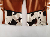 Boys Cowboy Costume Set with Plaid Shirt & Leopard Trim Pants for Halloween