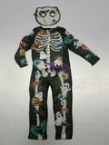 Boys Cartoon Skeleton Jumpsuit with Hood, Halloween Themed Outfit for Party & Cosplay
