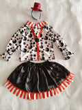 Girls Clown Costume Set, Printed Top & Black Tutu Skirt for Halloween & Carnival